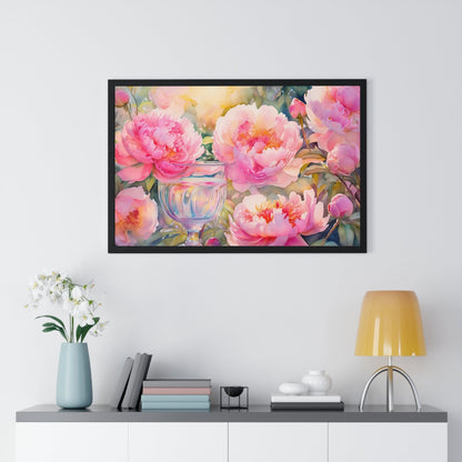 Horizontal Framed Poster " Peony Garden Elixir"