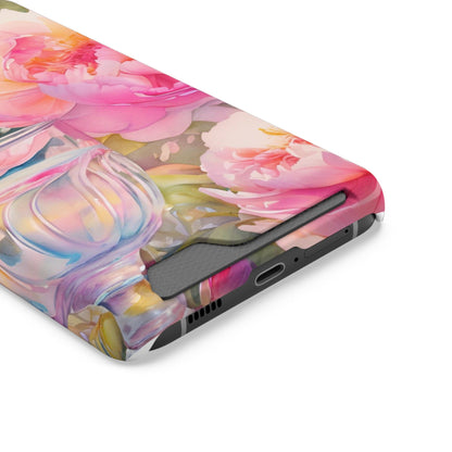 Phone Case With Card Holder "Peony Garden Elixir"