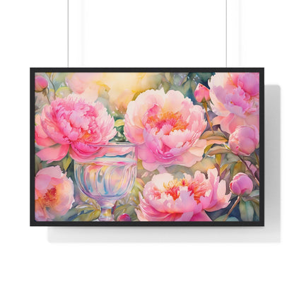 Horizontal Framed Poster " Peony Garden Elixir"