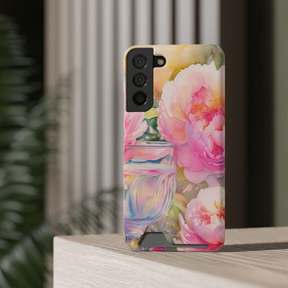 Phone Case With Card Holder "Peony Garden Elixir"