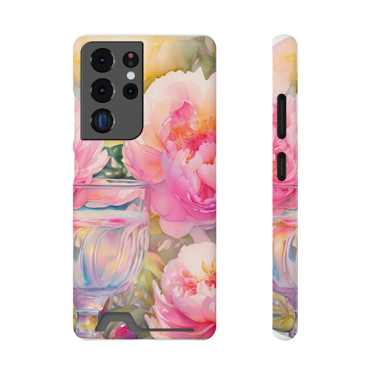 Phone Case With Card Holder "Peony Garden Elixir"