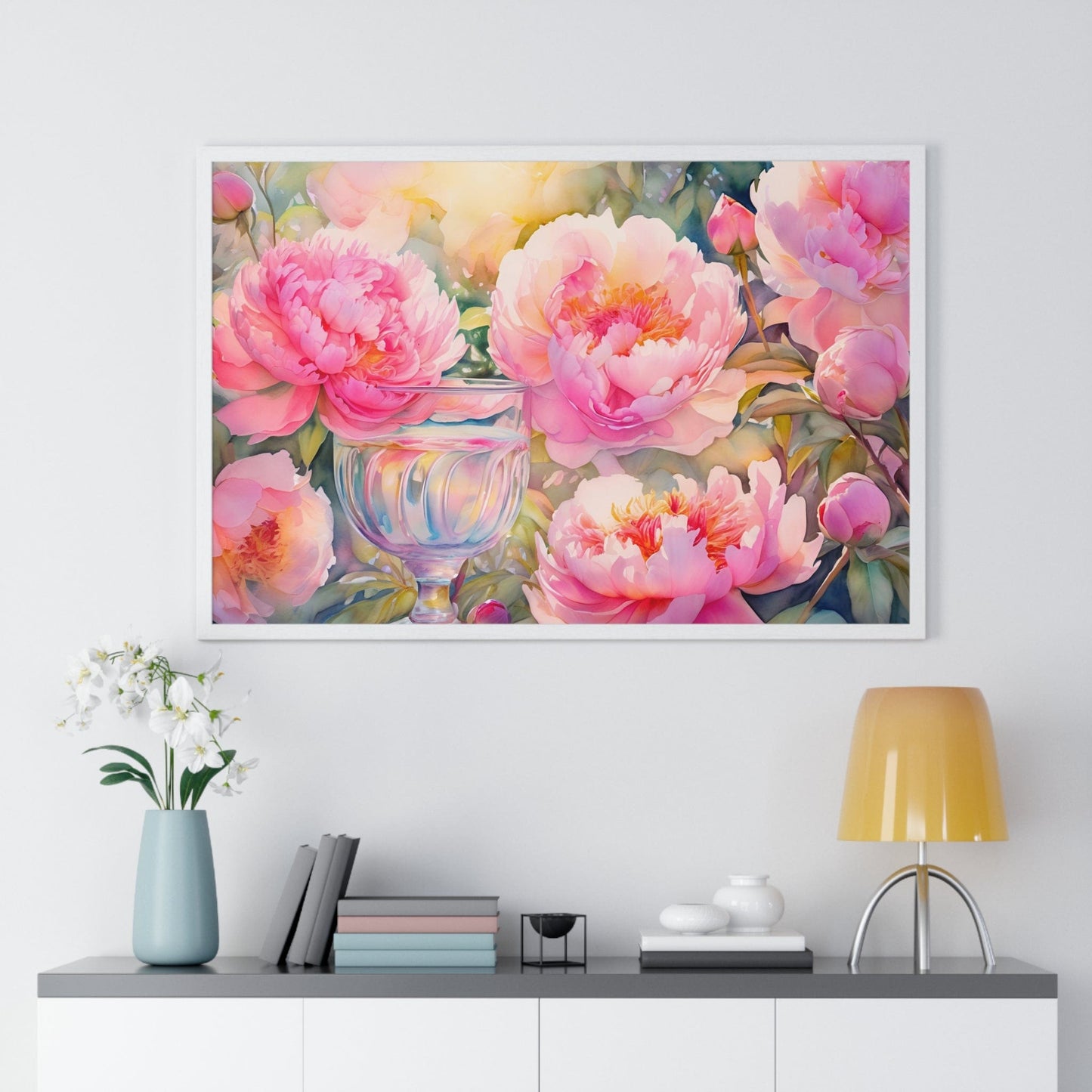 Horizontal Framed Poster " Peony Garden Elixir"