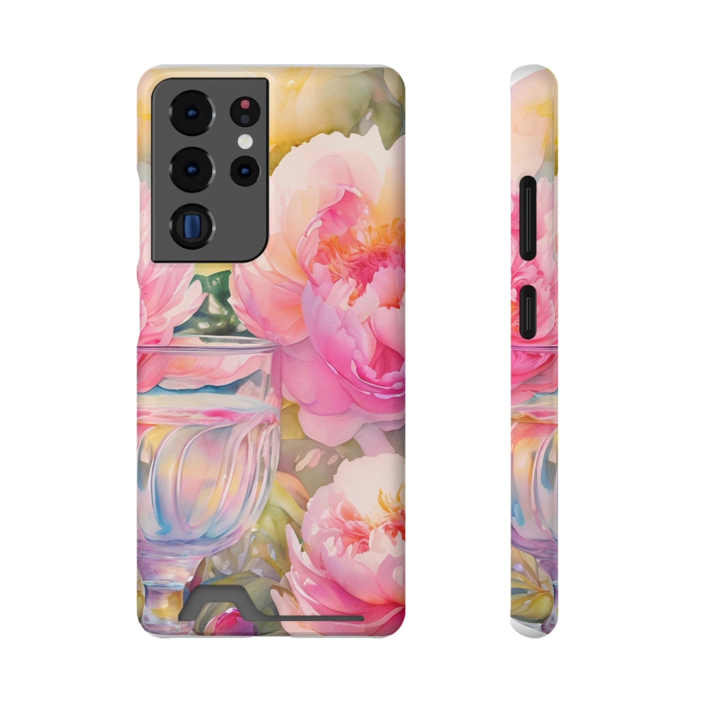 Phone Case With Card Holder "Peony Garden Elixir"