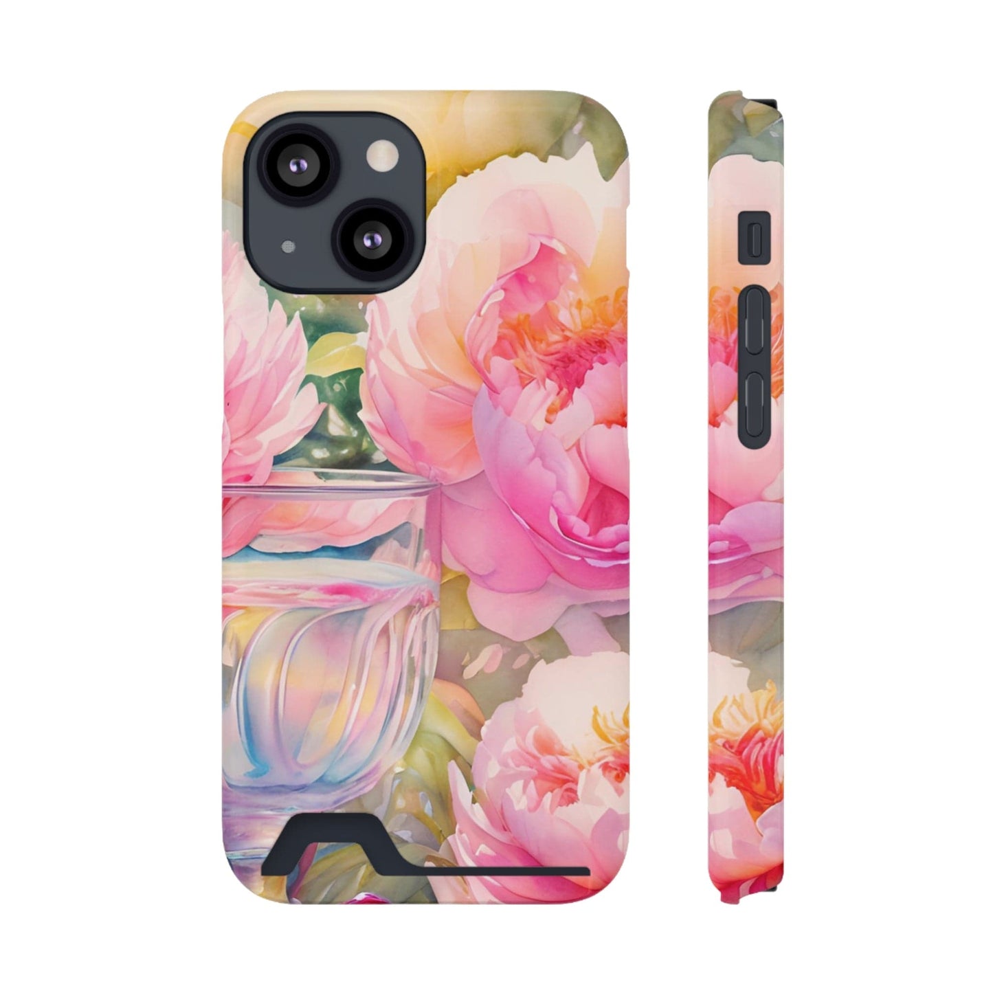 Phone Case With Card Holder "Peony Garden Elixir"