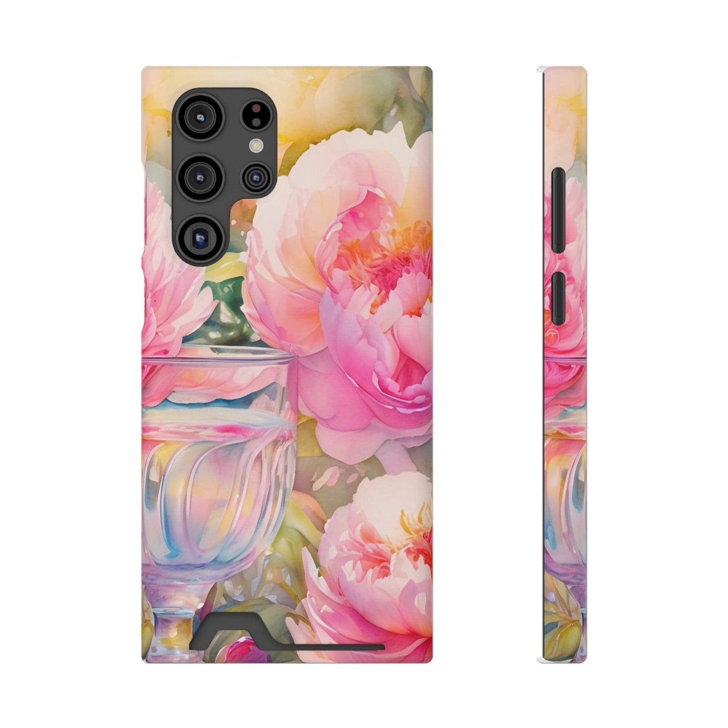 Phone Case With Card Holder "Peony Garden Elixir"