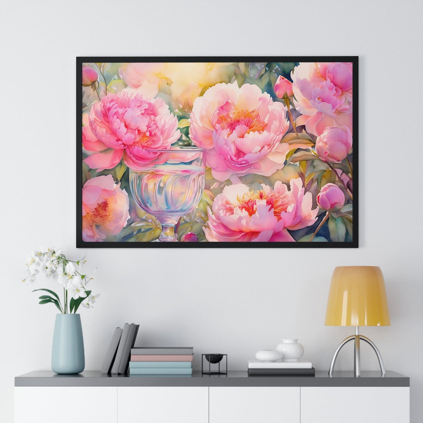 Horizontal Framed Poster " Peony Garden Elixir"