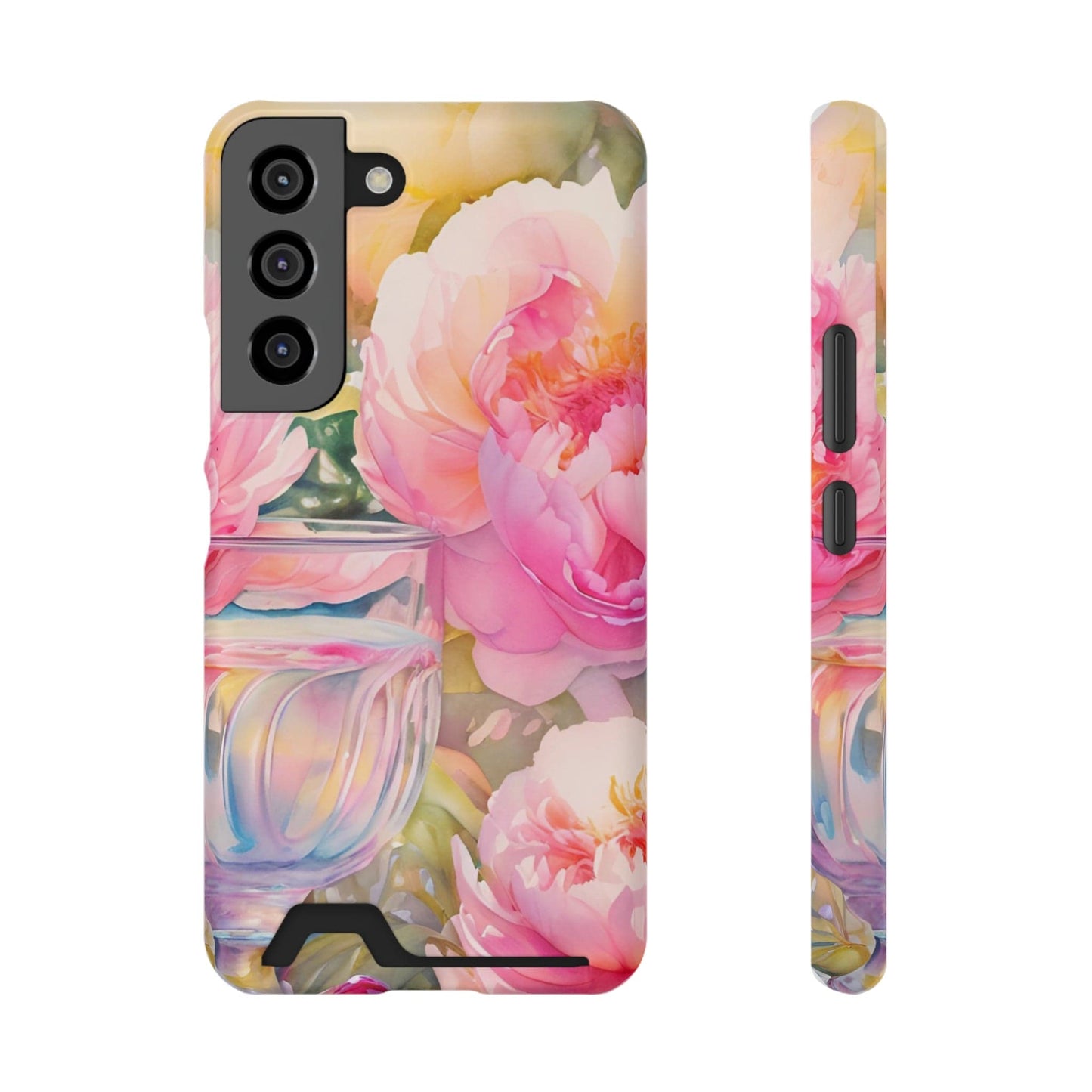 Phone Case With Card Holder "Peony Garden Elixir"