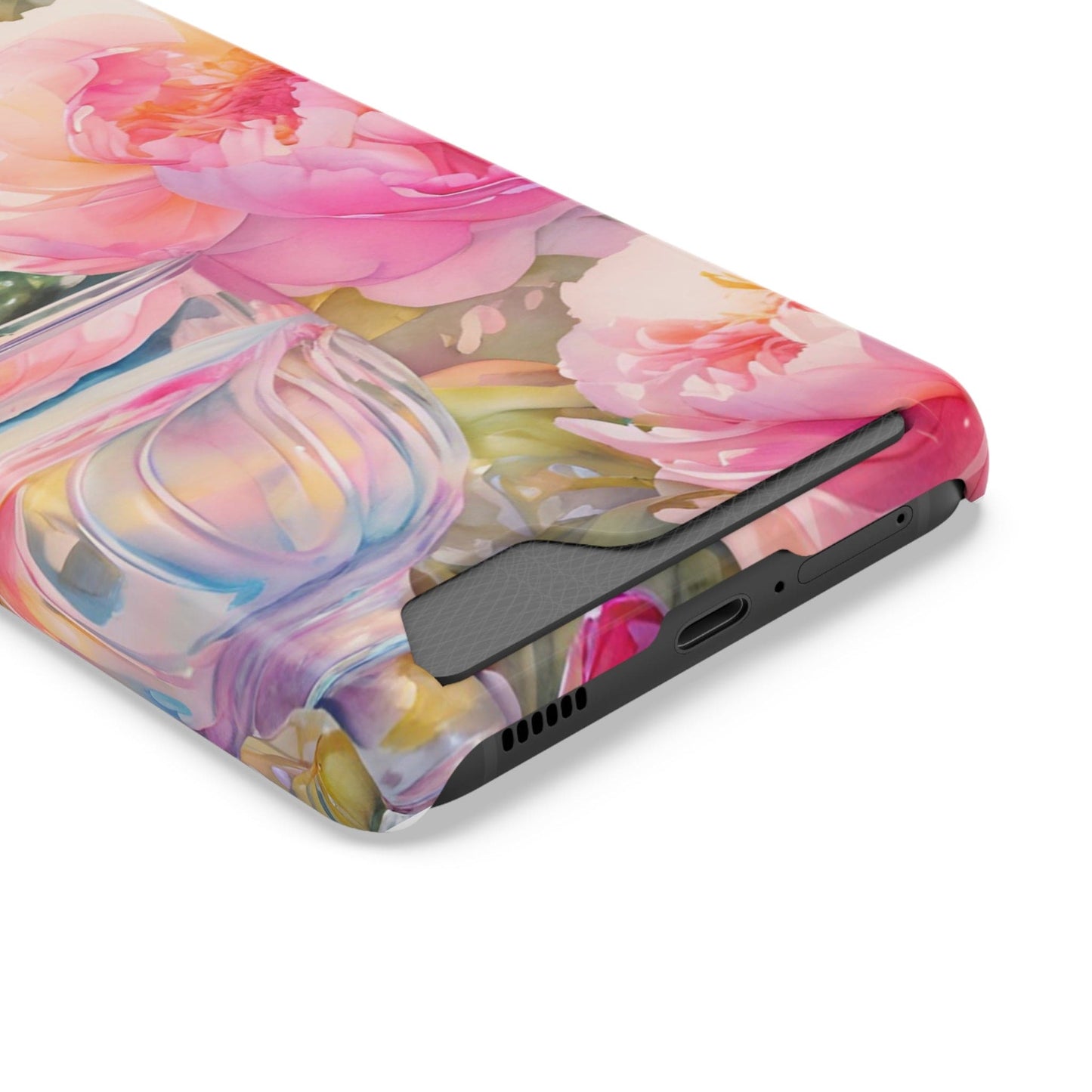 Phone Case With Card Holder "Peony Garden Elixir"