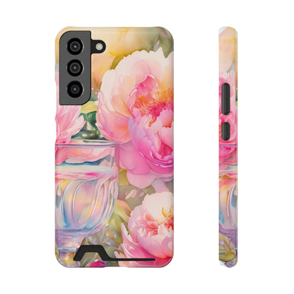 Phone Case With Card Holder "Peony Garden Elixir"