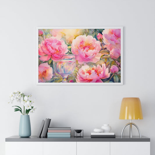 Horizontal Framed Poster " Peony Garden Elixir"