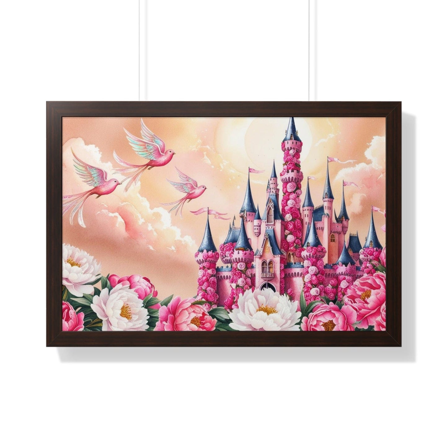 Framed Horizontal Poster "Peony Castle Dreams"