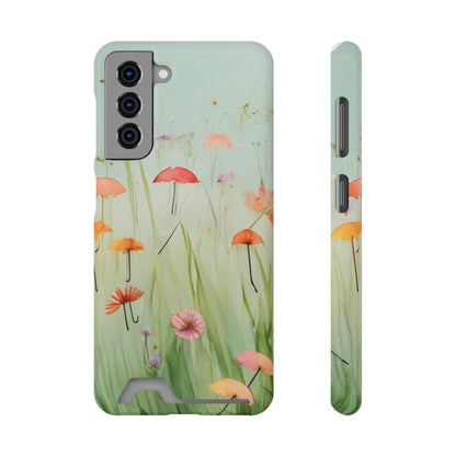 Phone Case With Card Holder "Umbrella Bloom Haven"