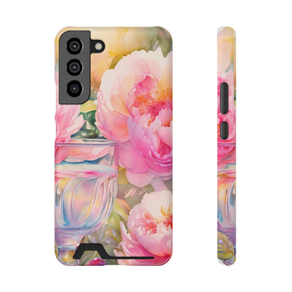 Phone Case With Card Holder "Peony Garden Elixir"