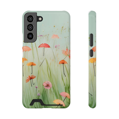 Phone Case With Card Holder "Umbrella Bloom Haven"