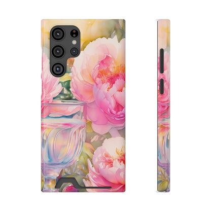 Phone Case With Card Holder "Peony Garden Elixir"