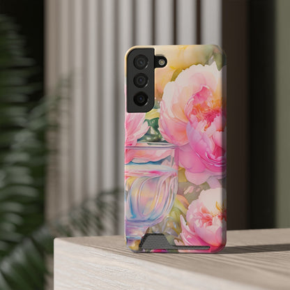 Phone Case With Card Holder "Peony Garden Elixir"