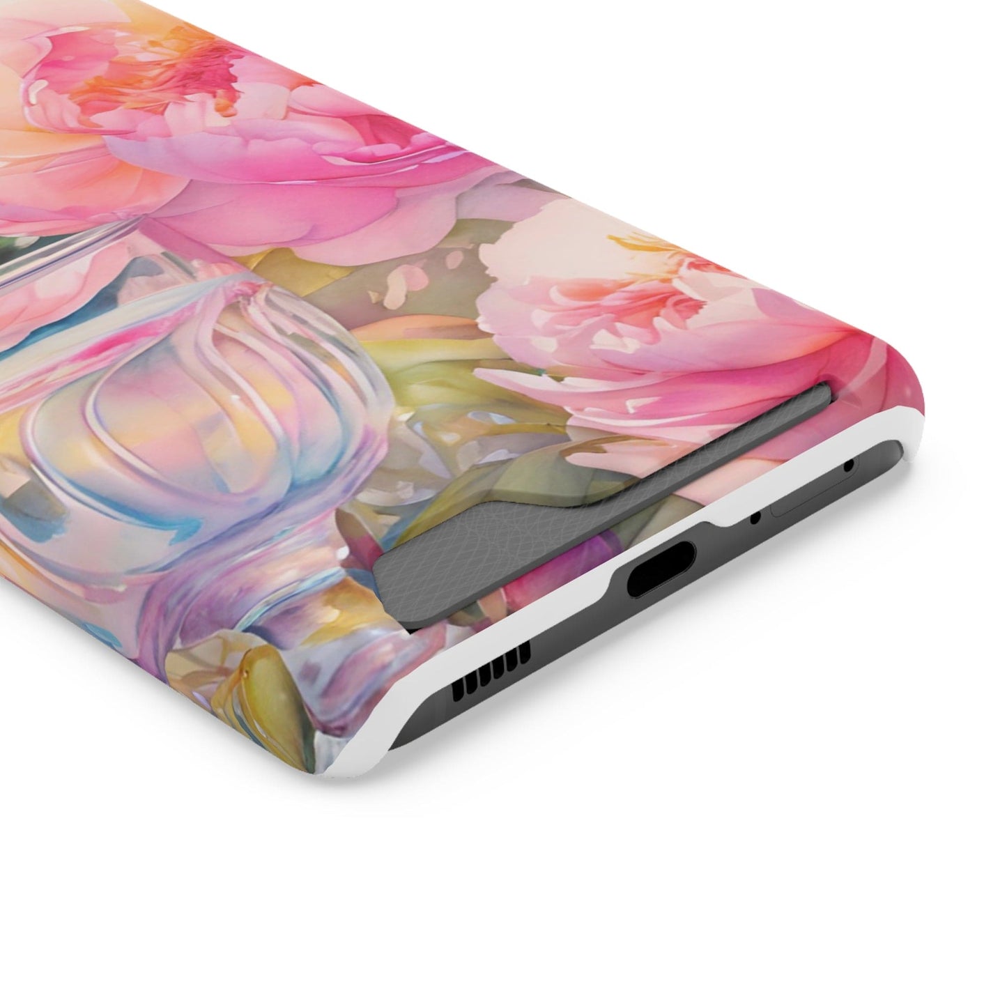 Phone Case With Card Holder "Peony Garden Elixir"