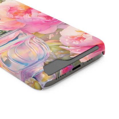 Phone Case With Card Holder "Peony Garden Elixir"