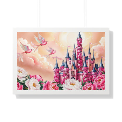 Gerahmtes horizontales Poster „Peony Castle Dreams“