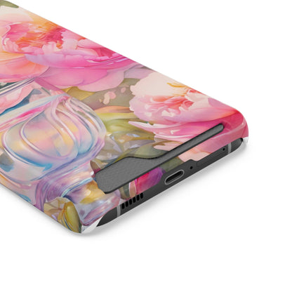 Phone Case With Card Holder "Peony Garden Elixir"