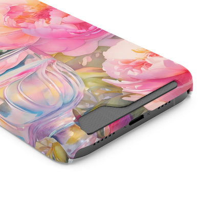 Phone Case With Card Holder "Peony Garden Elixir"