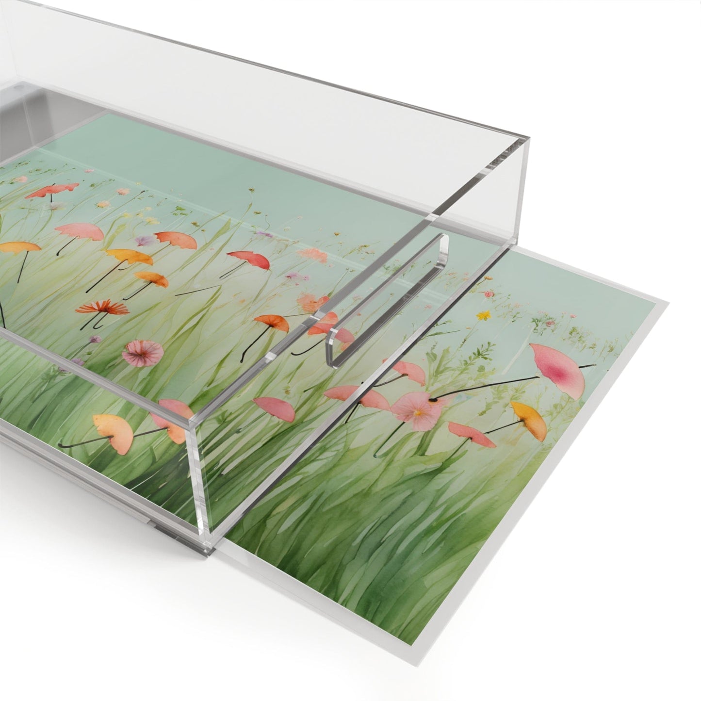 Acrylic Serving Tray "Umbrella Bloom Haven"