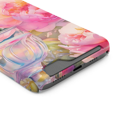 Phone Case With Card Holder "Peony Garden Elixir"