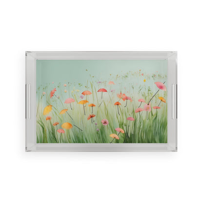 Acrylic Serving Tray "Umbrella Bloom Haven"