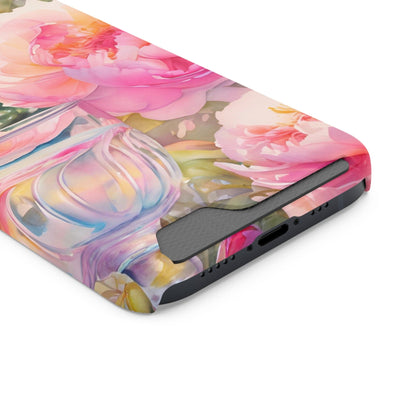 Phone Case With Card Holder "Peony Garden Elixir"