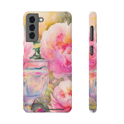 Phone Case With Card Holder "Peony Garden Elixir"