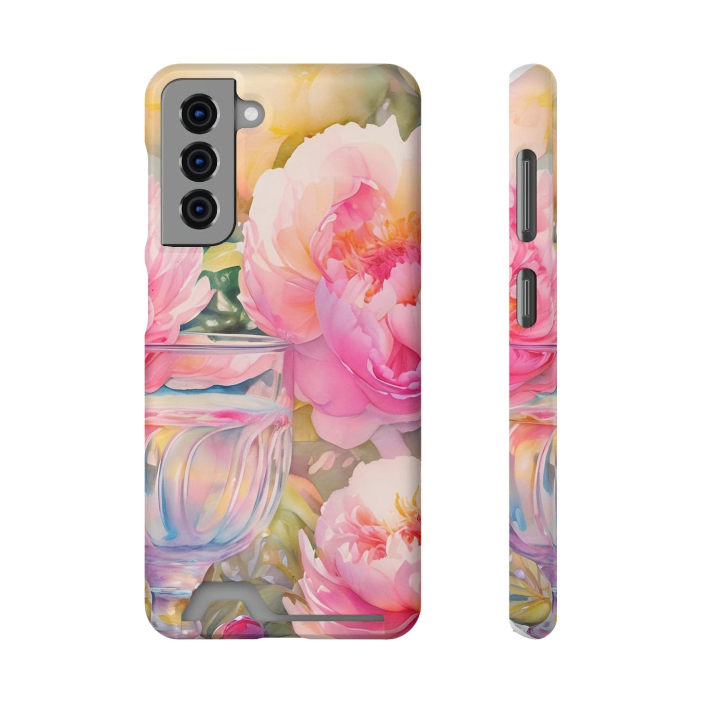 Phone Case With Card Holder "Peony Garden Elixir"